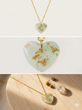 Handmade Resin Heart Pendant Necklace – Mint Green with Gold-Tone Foil Flakes & Gold Chain
