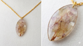 Handmade Resin Marquise Pendant Necklace – Pink Wildflowers | Gold-Tone Chain