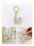 Handmade Resin Letter Keychain – Mint Green with Gold-Tone Foil Flakes | Custom Initial A-Z